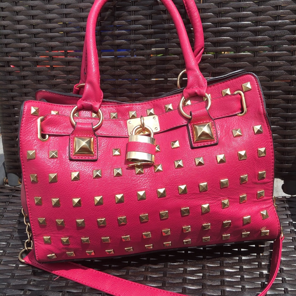 Pink Studded Medium Sized Purse